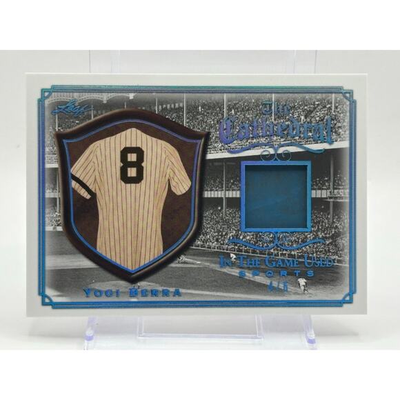 2022 Leaf In The Game Used Yogi Berra Cathedral Stadium Seat Relic Blue 4/6 SP - Picture 1 of 2